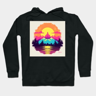 Retro Sunset Rays Wavy Shirt Hoodie